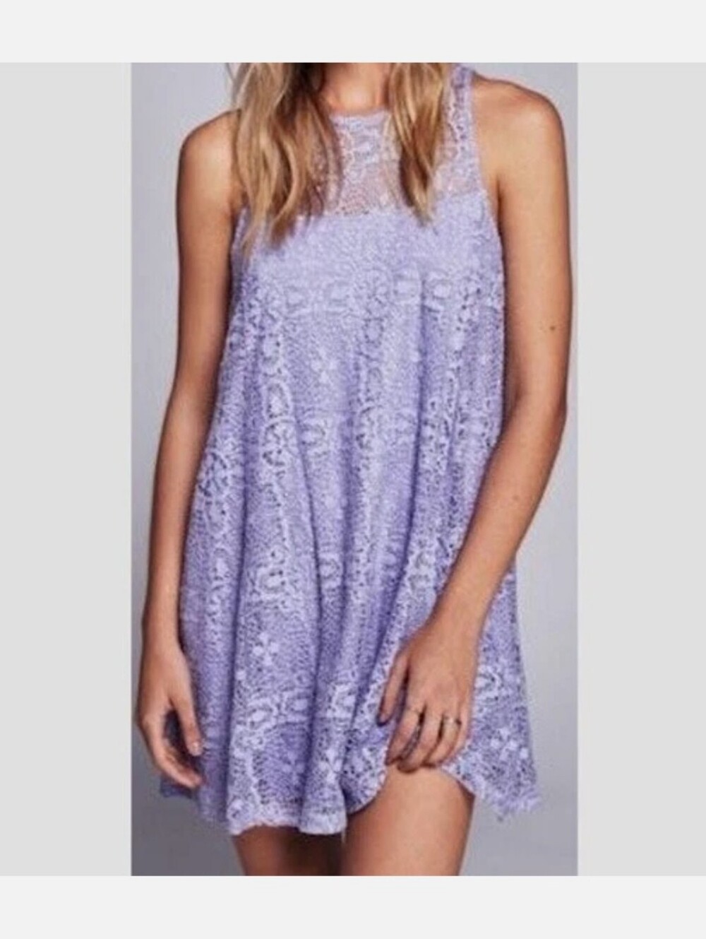 Free People Lavender Lace Sleeveless Swing Dress